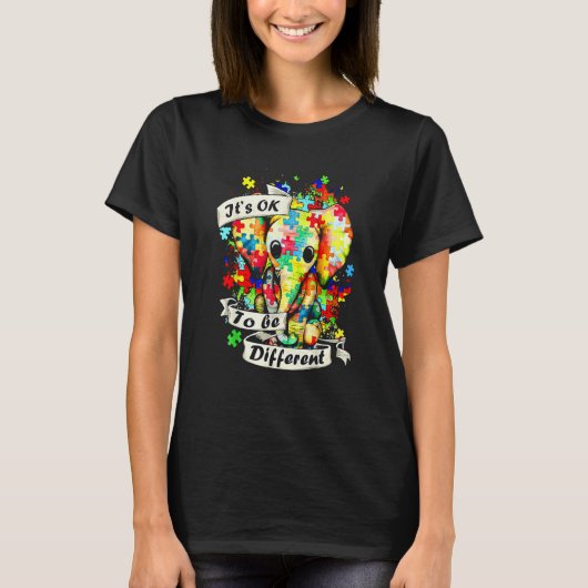 T-shirt Autism Awareness Acceptance Women Kid Its Ok To Be (Devant)