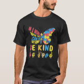T-shirt Autism Awareness Be Kind Puzzle Sign Language Hand (Devant)