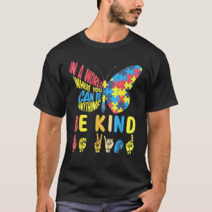T-shirt Autism Awareness Be Kind Puzzle Sign Language Hand