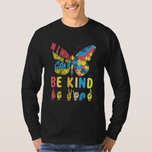 T-shirt Autism Awareness Be Kind Puzzle Sign Language Hand