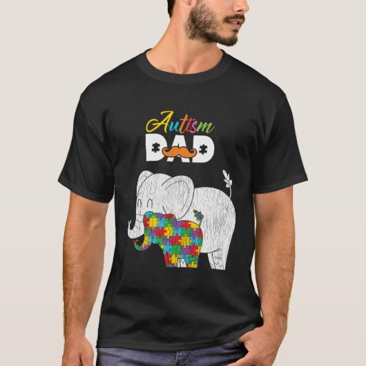 T-shirt Autism Awareness Dad Proud Autistic Son Daughter E (Devant)