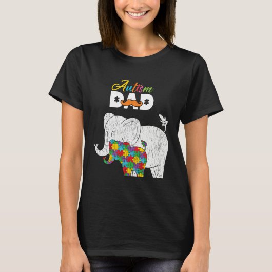 T-shirt Autism Awareness Dad Proud Autistic Son Daughter E (Devant)