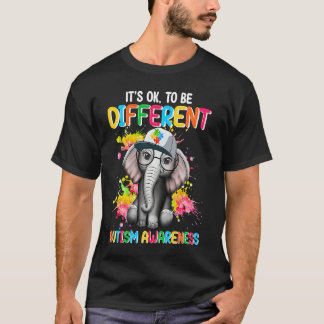 T-shirt Autism Awareness Elephant Flower Its Ok To Be Diff