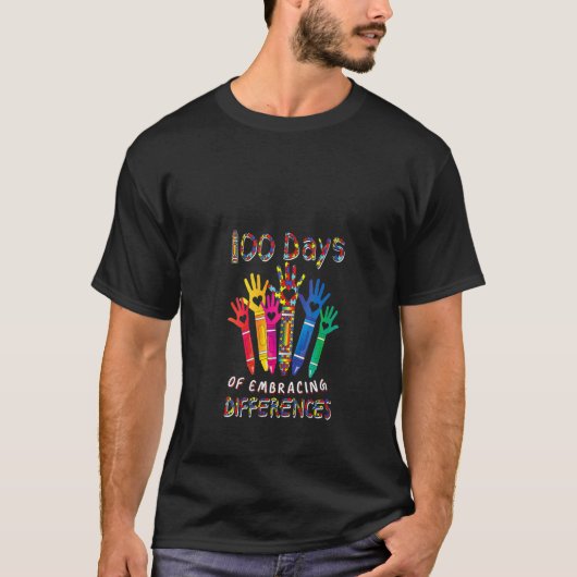 T-shirt Autism Awareness Embrace Differences 100 Days Of S (Devant)