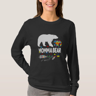 T-shirt Autism Awareness Gift Momma Bear Support Autistic 