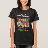 T-shirt Autism Awareness Gnomes Sunflower Its Ok To Be Dif (Devant)