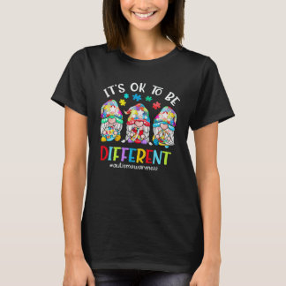 T-shirt Autism Awareness Gnomes Women Kid Its Ok To Be Dif