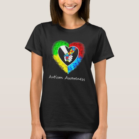 T-shirt Autism Awareness Hands In Heart Puzzle Pieces_1 (Devant)