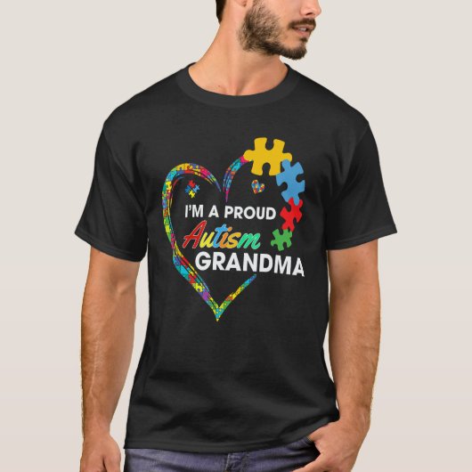 T-shirt Autism Awareness  I m A Proud Grandma Love Puzzle  (Devant)
