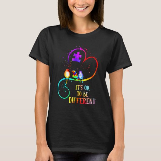 T-shirt Autism Awareness It's OK To Be Different Love Puzz (Devant)