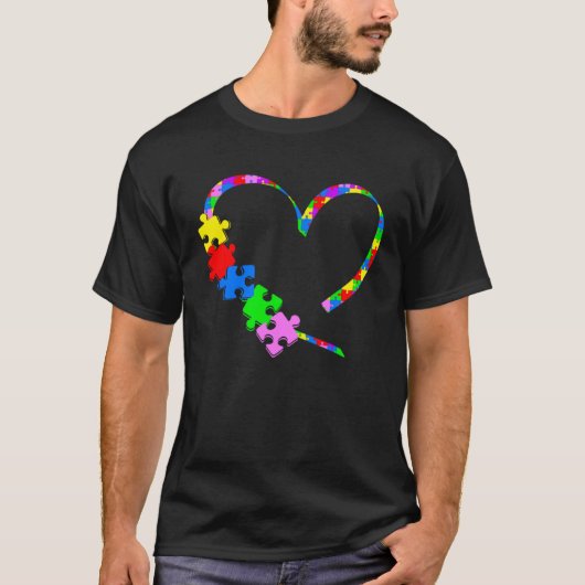T-shirt Autism Awareness Month Love Heart Puzzle Support A (Devant)