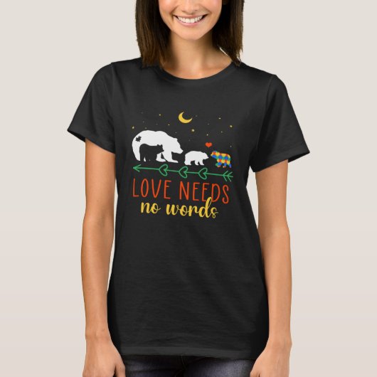 T-shirt Autism Awareness Month Love Need No Words Puzzle B (Devant)
