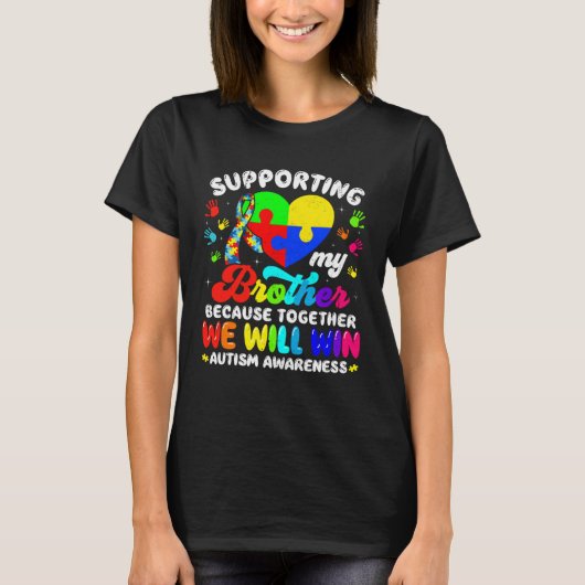T-shirt Autism Awareness Month Supporting My Brother Puzzl (Devant)