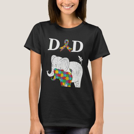 T-shirt Autism Awareness Proud Dad Autistic Son Daughter E (Devant)