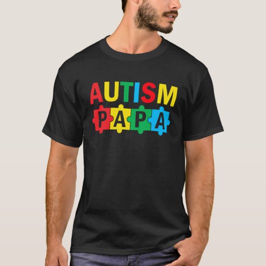 T-shirt Autism Awareness Puzzle Ribbon Proud Autism Papa (Devant)
