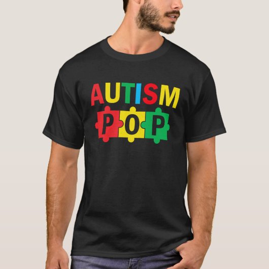 T-shirt Autism Awareness Puzzle Ribbon Proud Autism Pop (Devant)