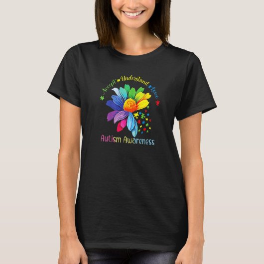T-shirt Autism Awareness Sunflower Accept Understand Love (Devant)