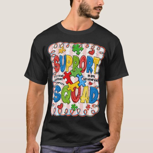 T-shirt Autism Awareness Support Squad Acceptance (Devant)