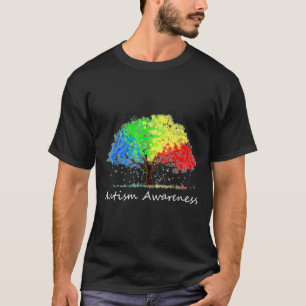 T-shirt Autism Awareness Tree With Colored Puzzle Pieces F