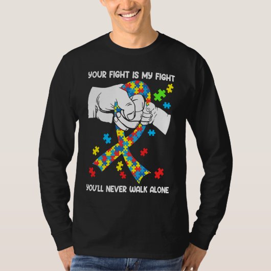 T-shirt Autism Awareness You Will Never Walk Alone Support (Devant)