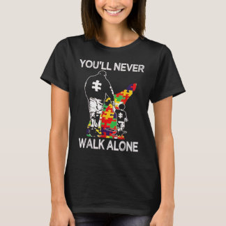 T-shirt Autism Dad Support Alone Puzzle You'll Never Walk