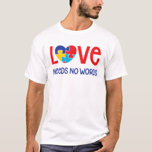 T-shirt Autism Day Classic Design Love No Words Novelty Sl