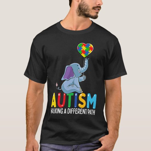 T-shirt Autism Elephant Walking A Different Path For Kids (Devant)