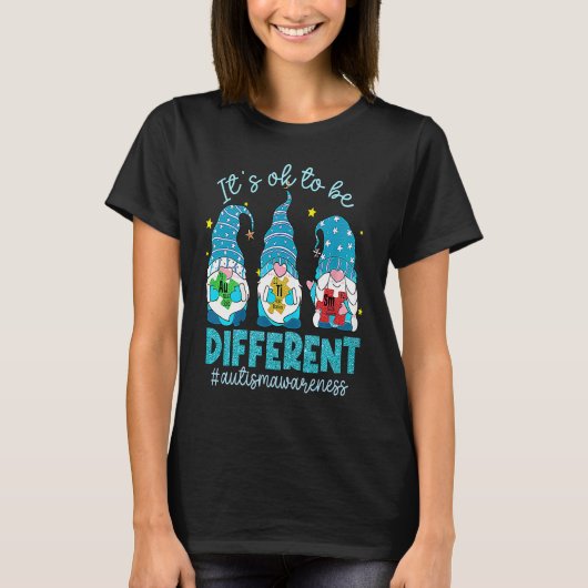 T-shirt Autism Gnomes Kids Its Ok To Be Different Autism A (Devant)