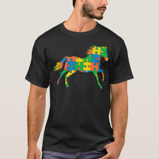 T-shirt Autism Horse Autism Mois Ruban Puzzle Différence