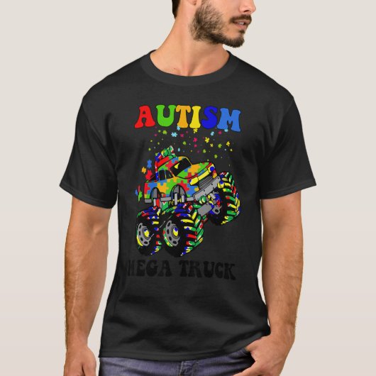 T-shirt Autism Mega Truck Puzzle Couleurs Sensibilisation  (Devant)
