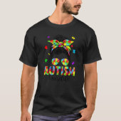 T-shirt Autism Mimi Messy Bun Puzzle Lunettes de soleil Mo (Devant)