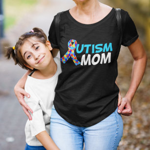 T-shirt Autism Mom Cute Awareness Ribbon Fête des Mères