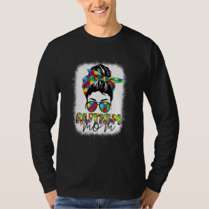 T-shirt Autism Mom Life Messy Bun Bl Eached Motheru2019s D