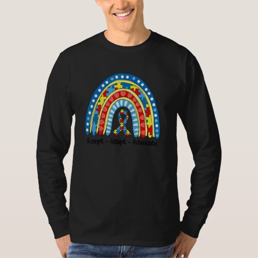 T-shirt Autism Mom Rainbow Accepter Adapt Advocate Autism (Devant)