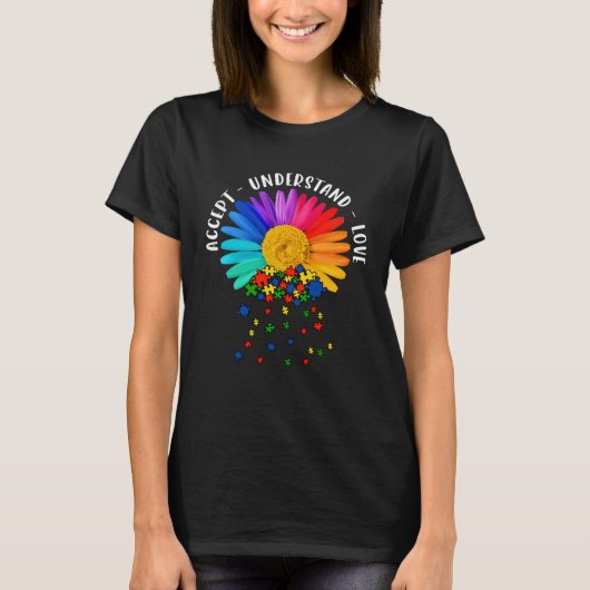 T-shirt Autism Mom Support Floral Autism Awareness Daisy F (Devant)