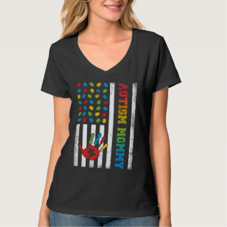 T-shirt Autism Mommy American Flag Autism Awareness