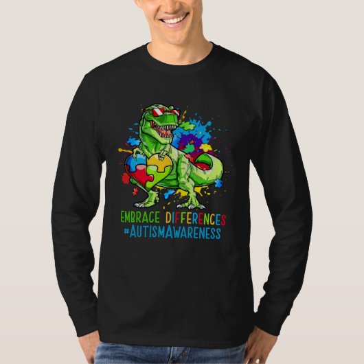 T-shirt Autism Month Dinosaurs Autism Rex Kids Cute Puzzle (Devant)