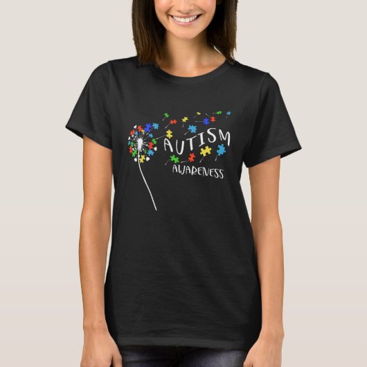T-shirt Autism Puzzle Piece Dandelion Autism Awareness Mon (Devant)