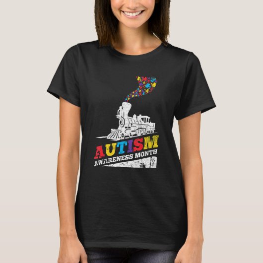 T-shirt Autism Puzzle Train Toy Don Support Autism Award (Devant)