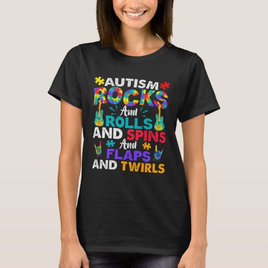 T-shirt Autism Rocks And Rolls  Autism Awareness Month (Devant)