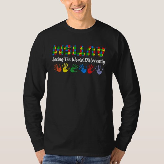 T-shirt Autism Seeing The World Differently Puzzle Upside (Devant)