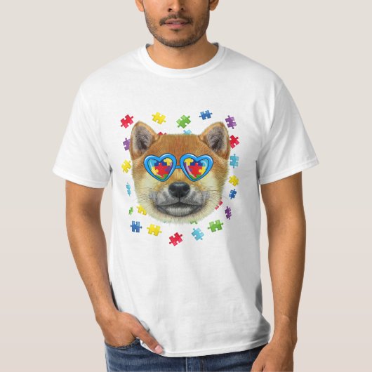 T-shirt Autism Shiba Inu Puzzle de chien Sungl (Devant)