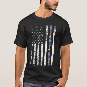 T-shirt Autism Shirt American Flag Puzzle