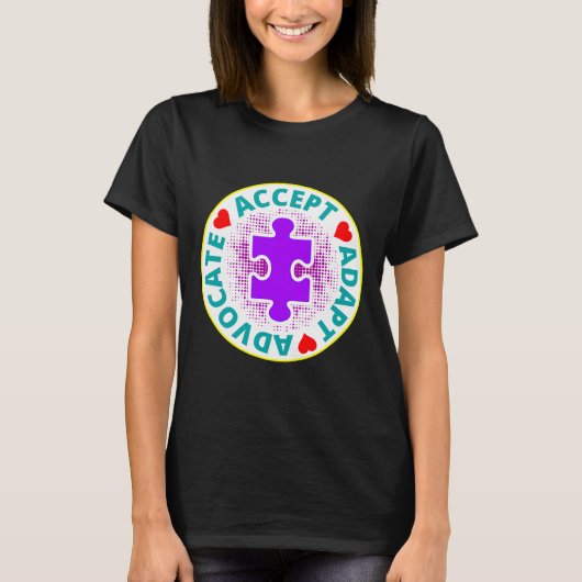 T-shirt Autisme Accepter Adapt Advocate A Nice Dessin Avec (Devant)