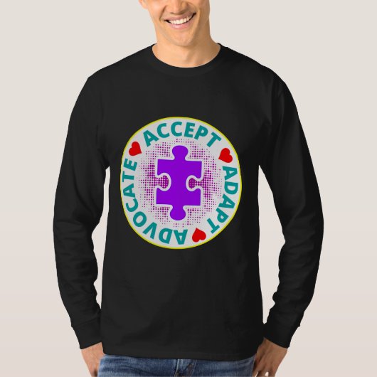 T-shirt Autisme Accepter Adapt Advocate A Nice Dessin Avec (Devant)