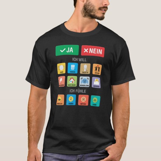 T-shirt Autisme allemand AAC PECS Point Communication 01 (Devant)