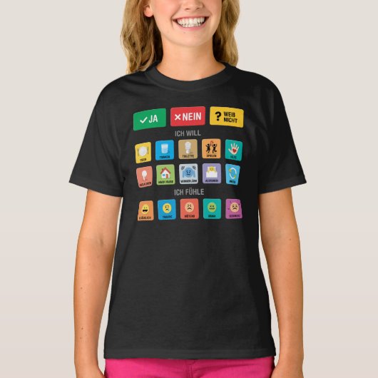 T-shirt Autisme allemand AAC PECS Pointing Communication 0 (Devant)