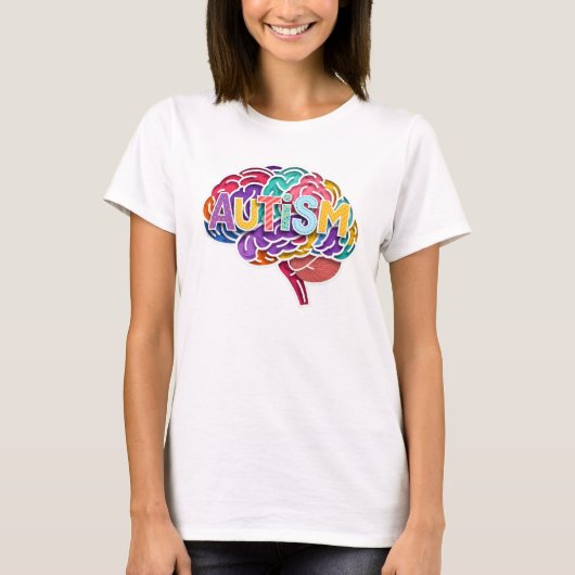 T-shirt Autisme Arc-en-ciel Neurodivers Typographie du cer (Devant)