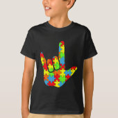 T-shirt Autisme ASL Love Signal Langue Sensibilisation sur (Devant)