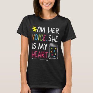 T-shirt Autisme-Autiste Je Suis Sa Voix Elle Est Mon Coeur
